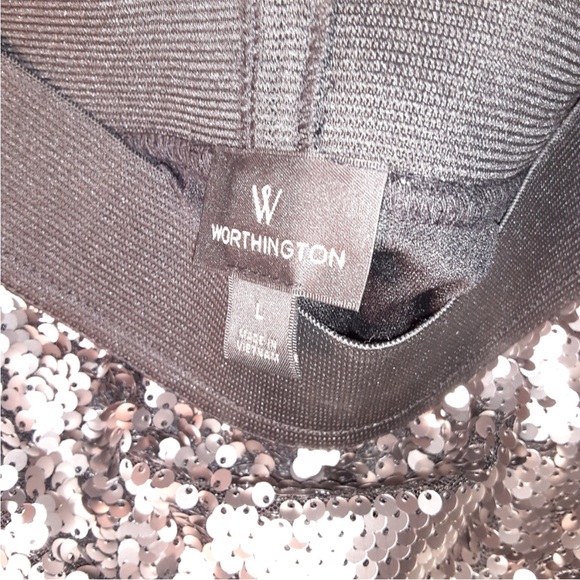 WORTHINGTON BLACK AND SILVER SEQUIN SKIRT - Picture 5 of 6